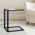 HomCom C-Shape Sofa Side Table | Laptop Desk & Snack Tray | Walnut Wood & Metal