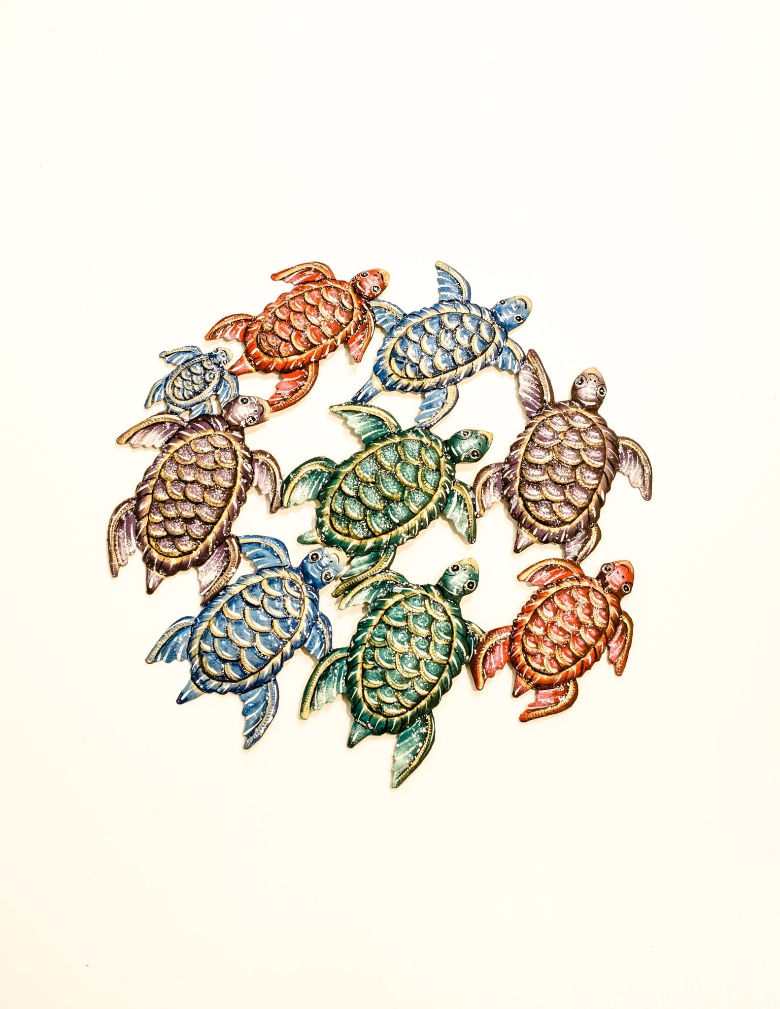 Painted Turtles of Many Colors – Haitian Metal Wall Art