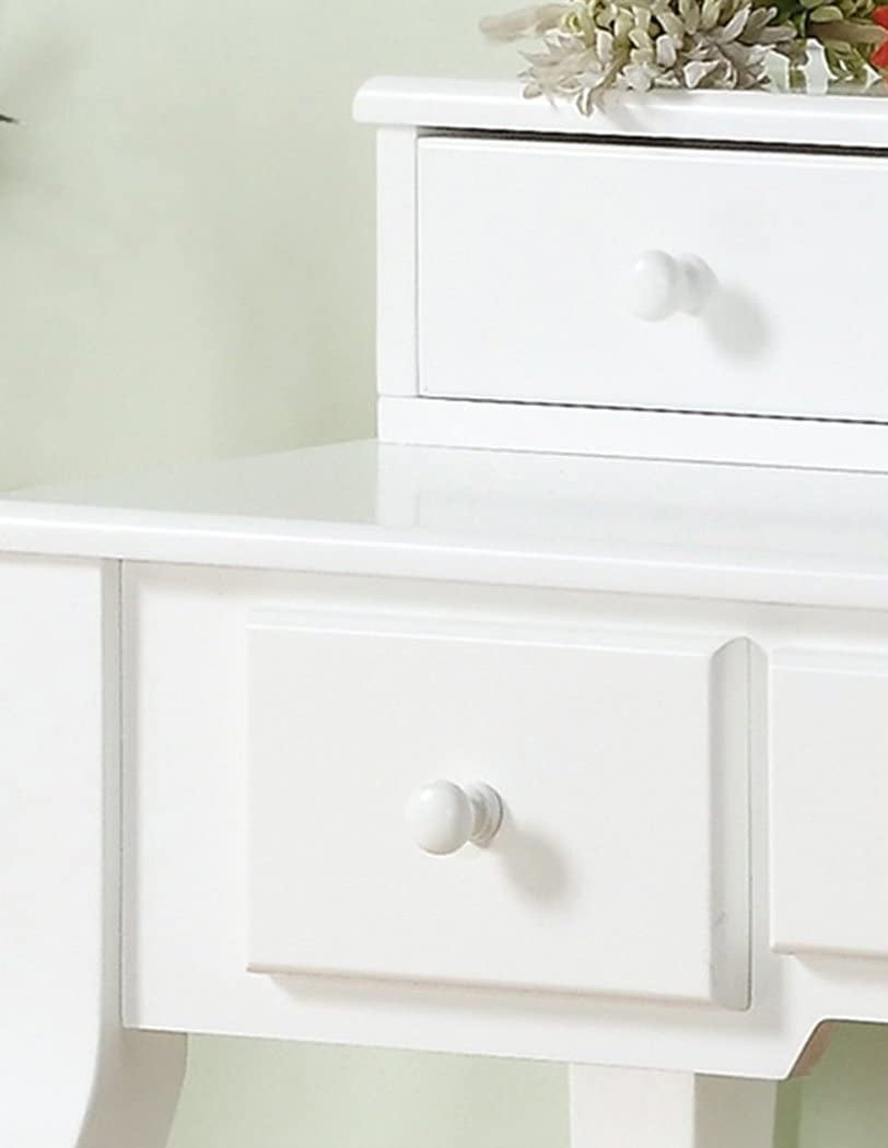 Ashley Wood Vanity Table And Stool Set With Beige Upholstery And Five