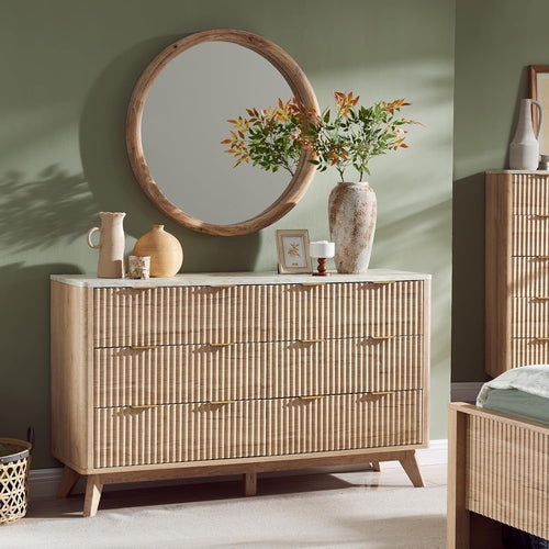 Natural Oak Dresser With Faux Marble Top Bedroom Furniture