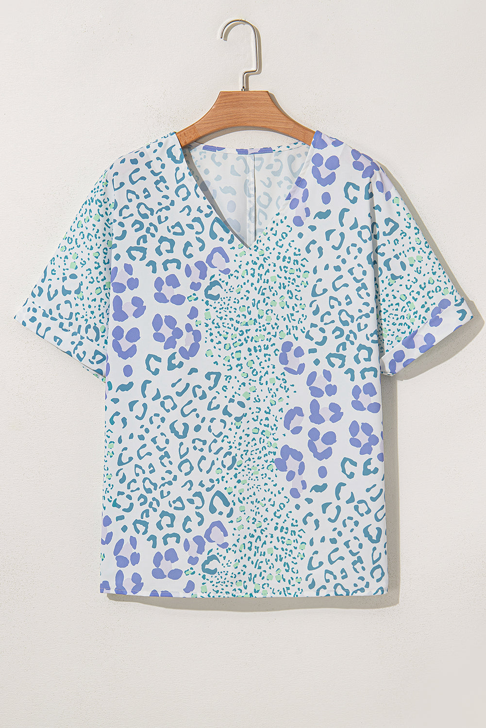 Marleigh Leopard Print V Neck Short Sleeve Blouse