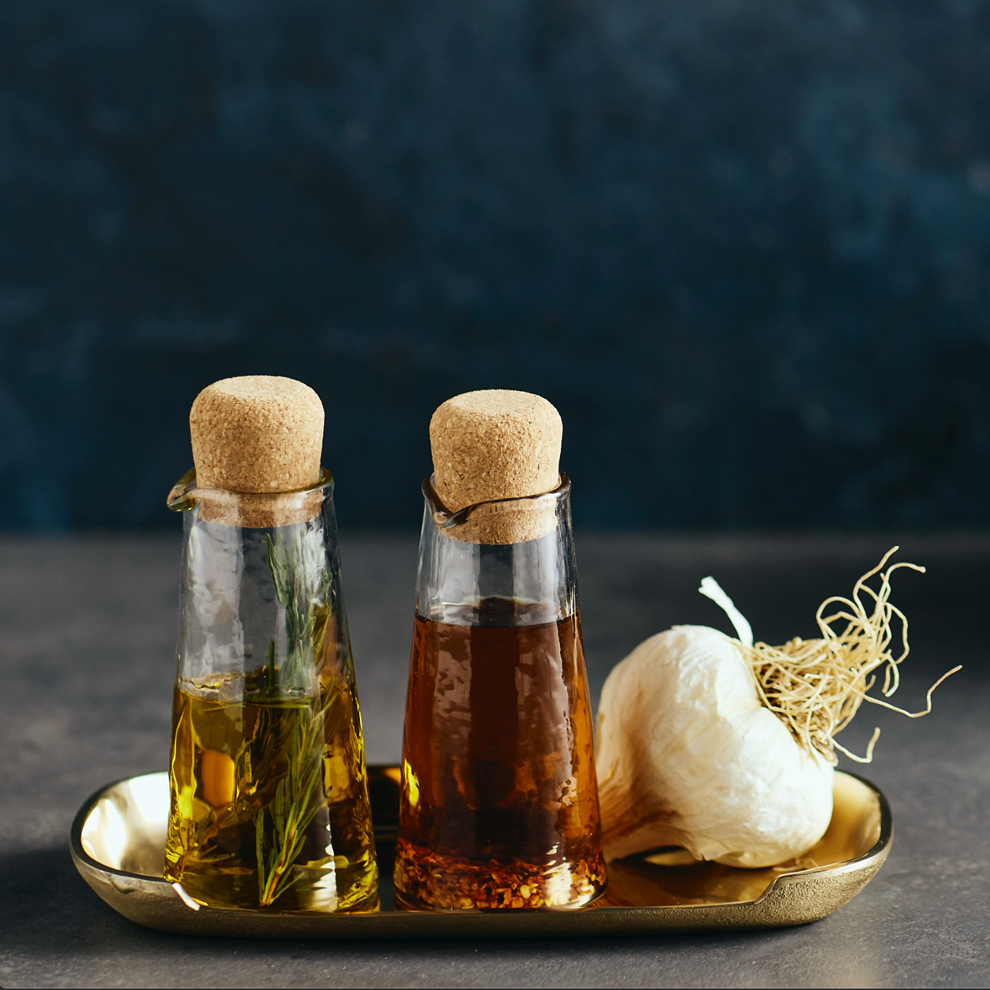 Pebbled Small Carafes | Set of 2 | Cork-Topped | Oil & Vinegar Cruets | Bath Oil Vessels | Powered by People