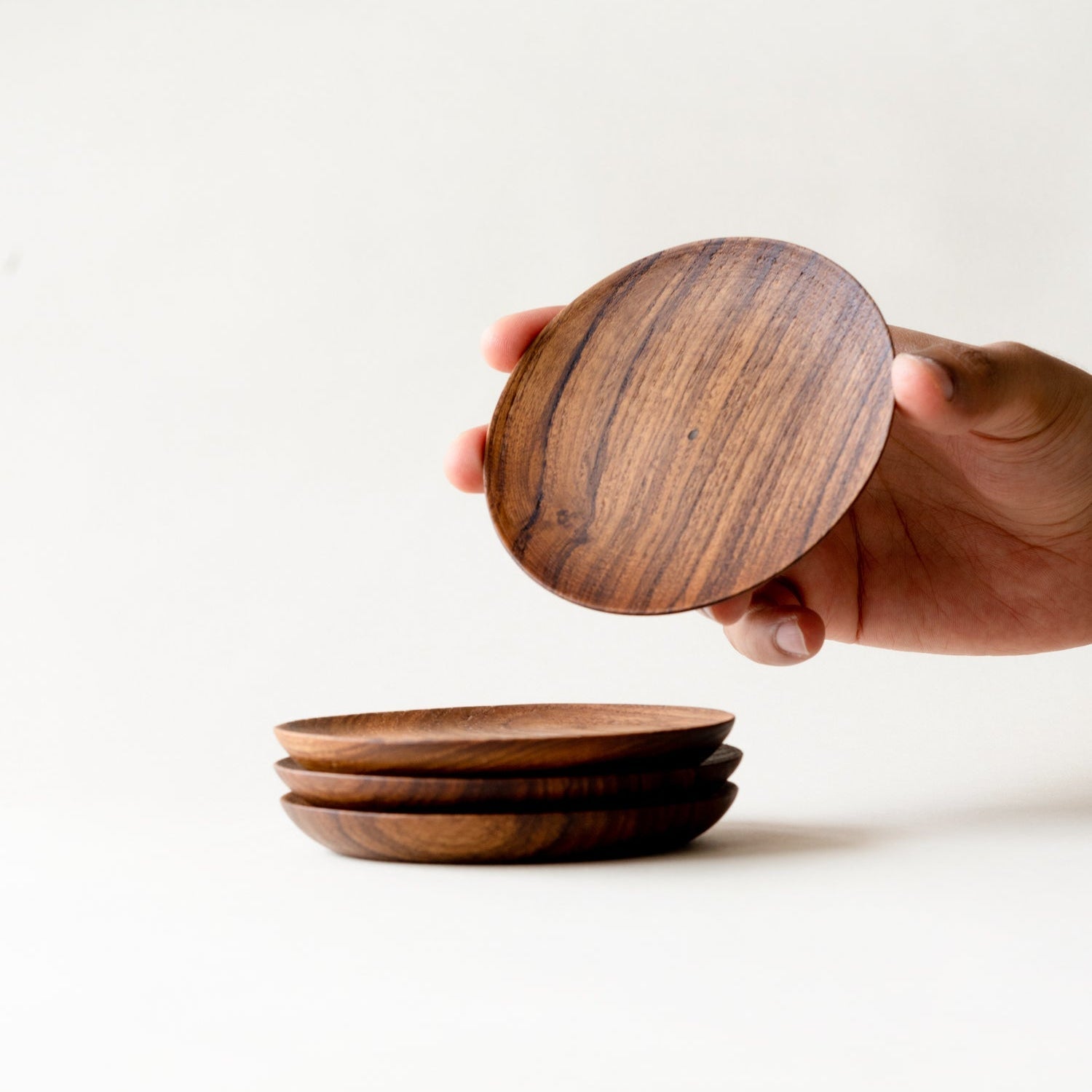Teak Wood Coasters | Set of 4 | Premium Reclaimed Teak | 4" Round