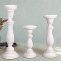 Shabby Chic Pillar Candleholder Set | Set of 3 | Handcrafted Wood | 9", 12" & 15" | Powered by People