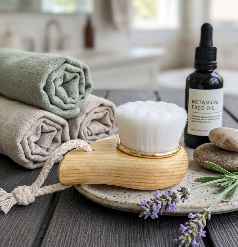 Bamboo Facial Brush | Superfine Bristles | Gentle Exfoliation for All Skin Types | Eco-Friendly & Non-Electric | BeNat
