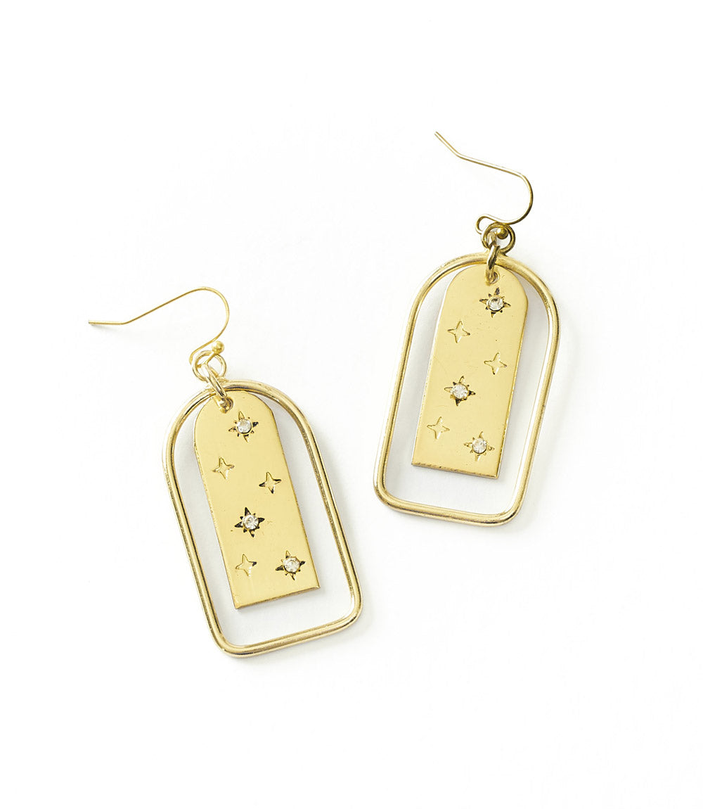 Archway Earrings | Cubic Zirconia | Gold Tone | Ethically Handmade
