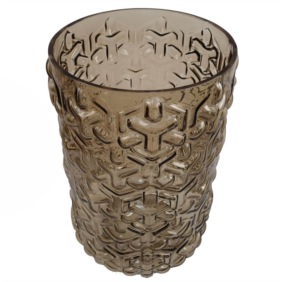 Glass Vase Embossed Chestnut Glass Vase 26cm Botanik