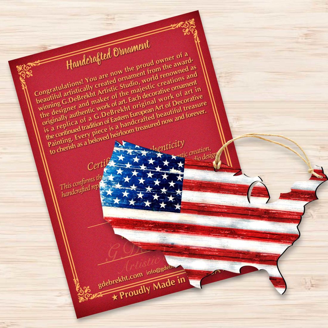 Land of the Free America Wooden Ornaments - American Patriotic Decor - 8198916