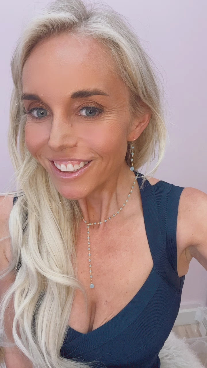 Emmah Heart Chalcedony Drop Earrings | 14K Gold Filled