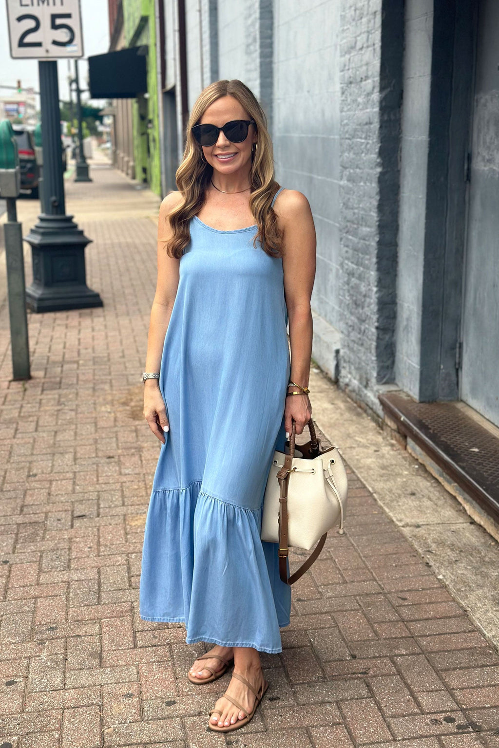 Flowy Maxi Dress in Blue Denim | 100% Tencel™ | Ocean Blue | Adjustable Straps | Pockets | XS–3XL | Reistor