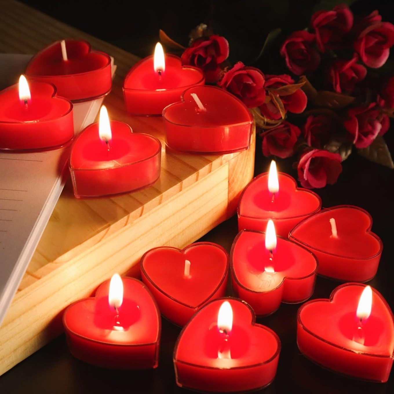 Rose Scented Heart Candles Pack of 12