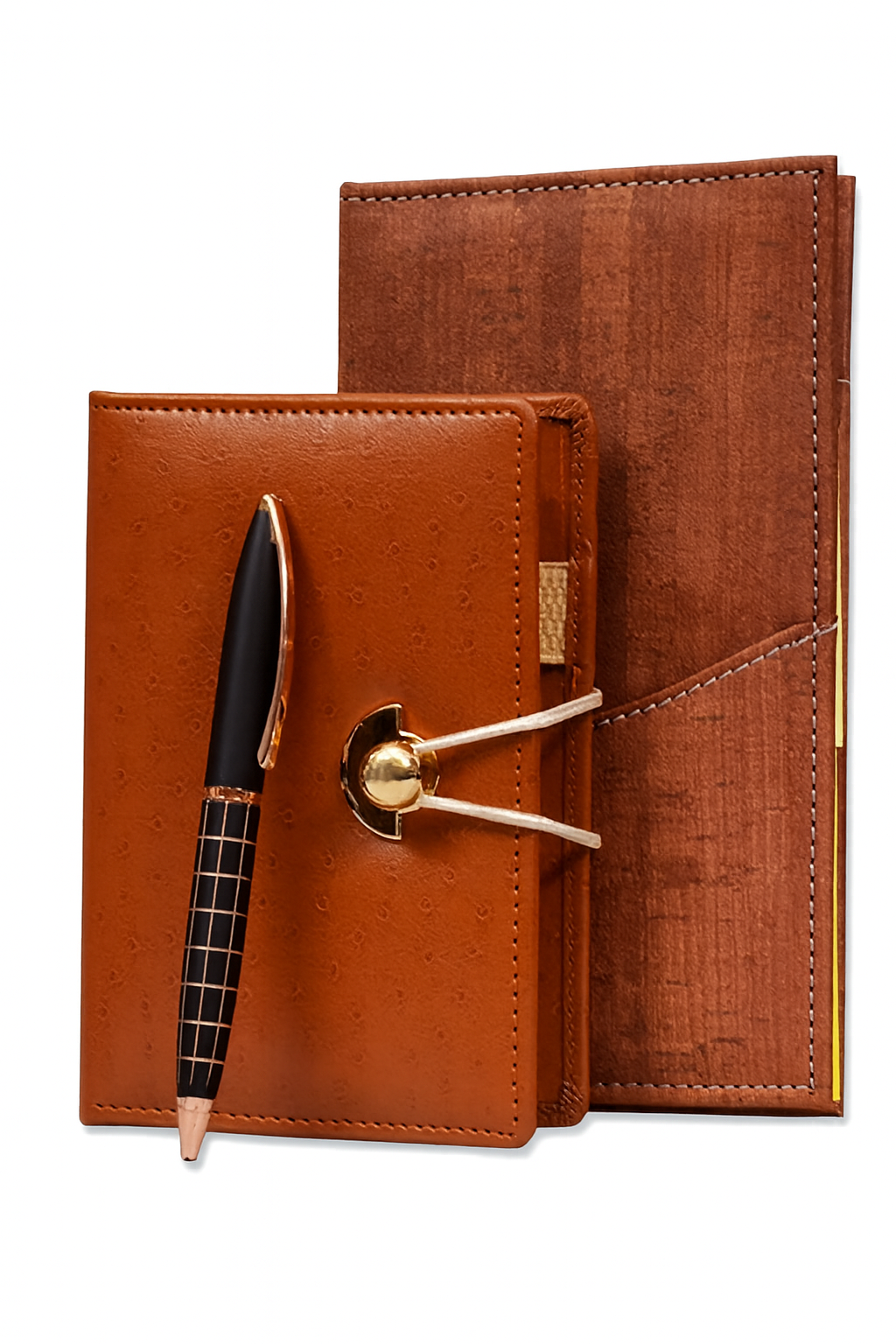 Elegant Brown Leather Journal with Pen – Vintage Clasp Closure