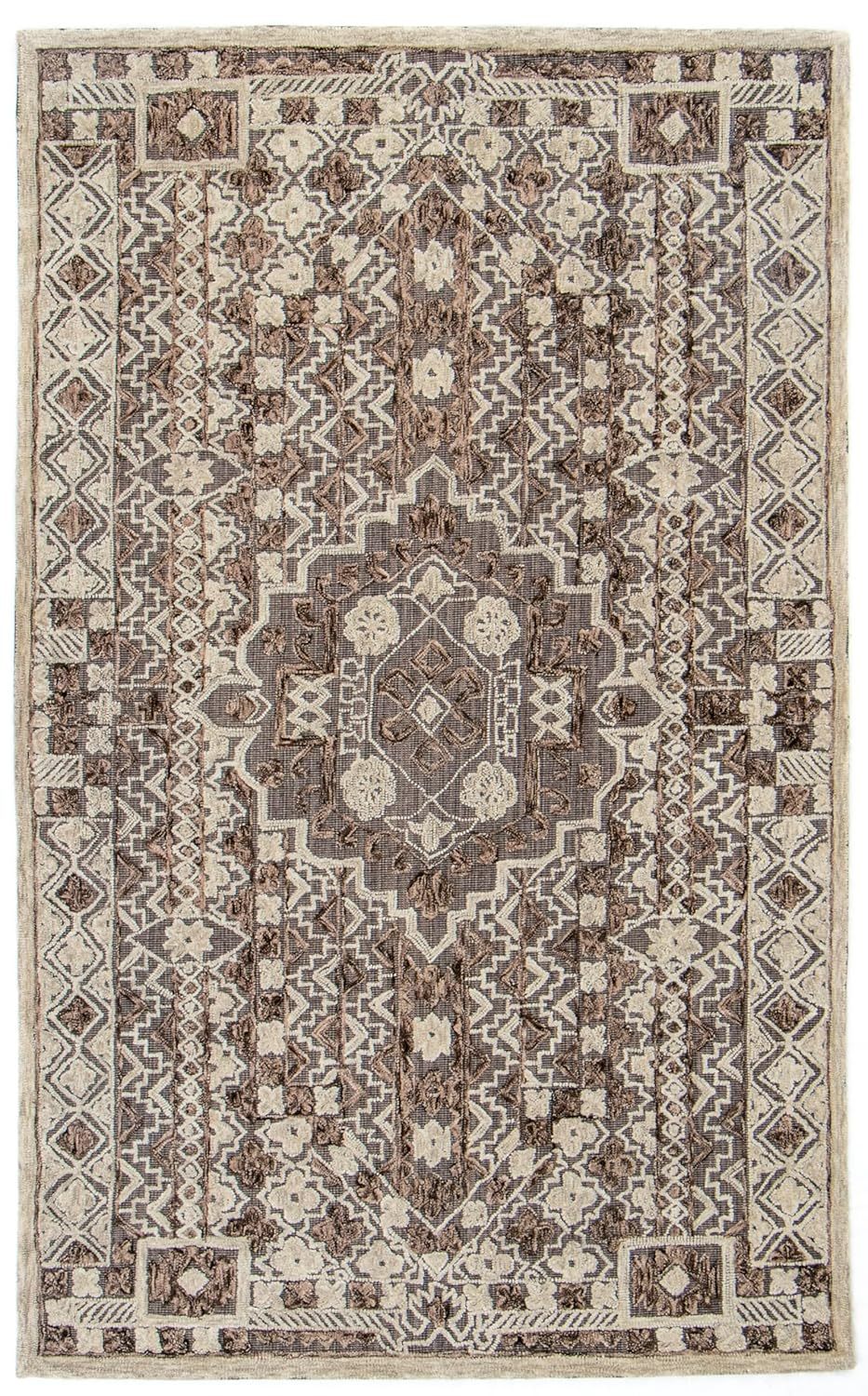 Modern Collection Decor Rectangular Shape Brown/Multi Color Wool Area