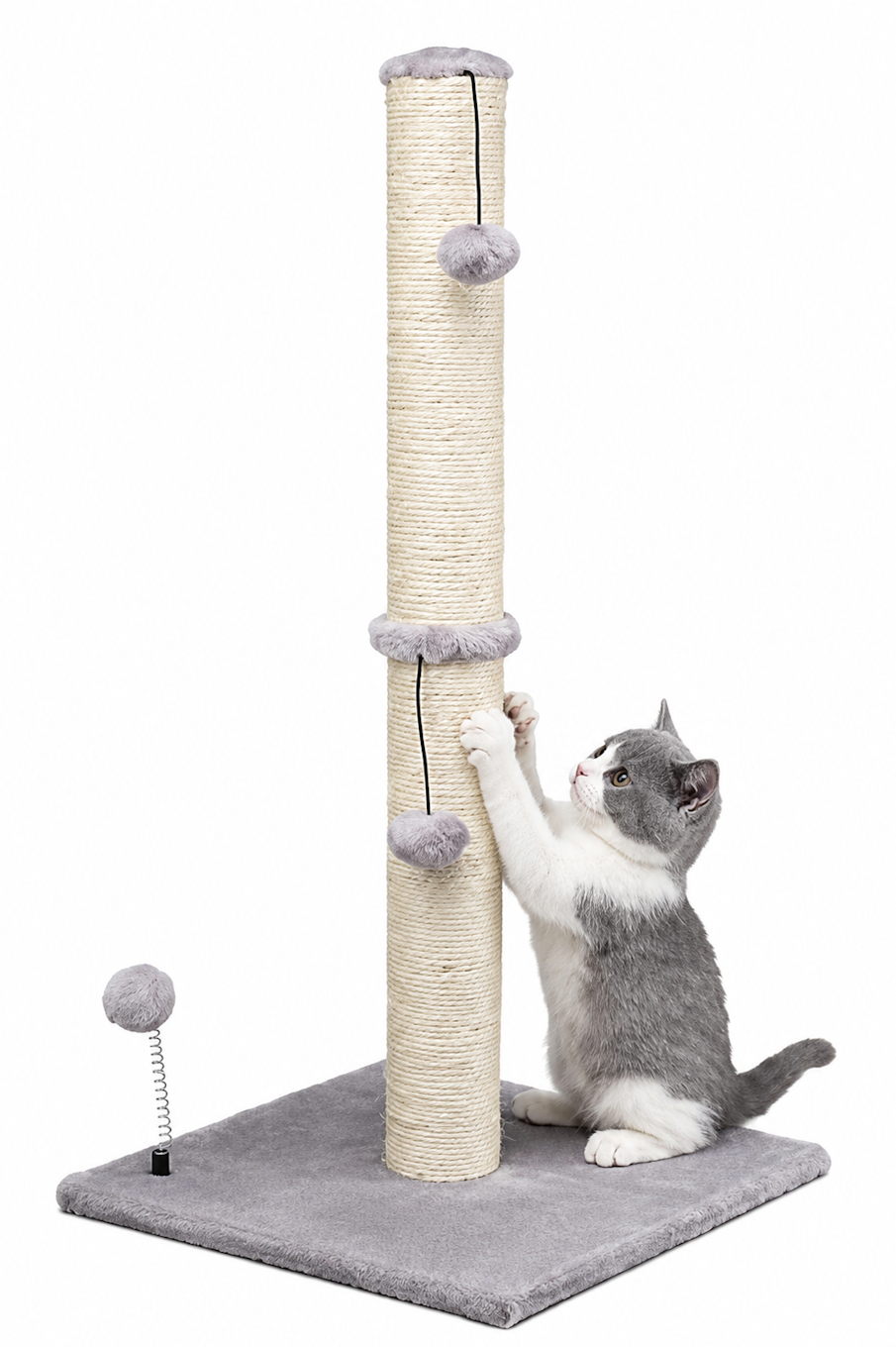 Tall Cat Scratching Post with Pom Toys