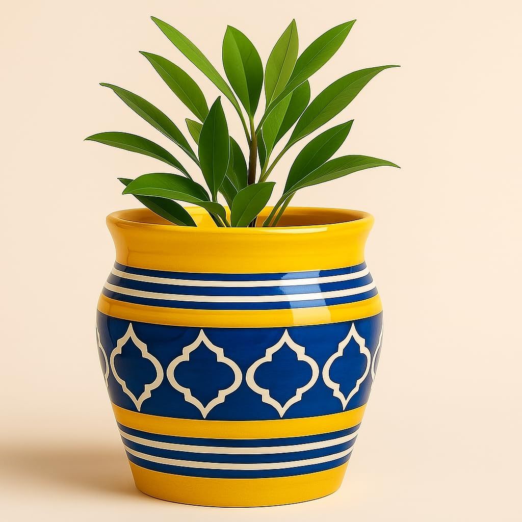 Ceramic Planter Pot 8 Inch Moroccan Design