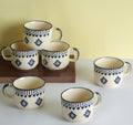 Blue Floral Ceramic Tea Cup Set of 6