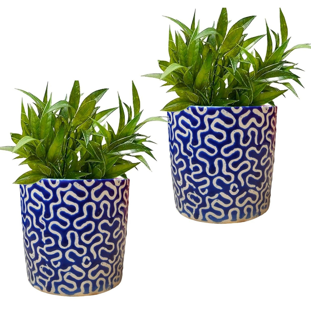 Blue Ceramic Decorative Plant Pot
