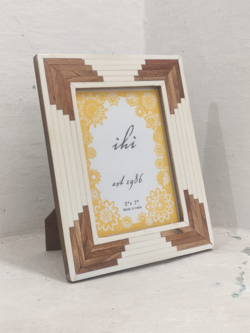 Handcrafted Wooden Picture Frame | Brown & Off-White