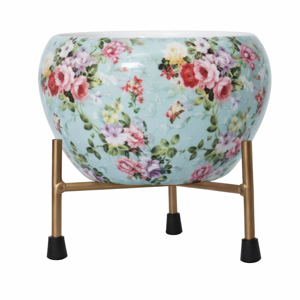 Floral Bowl Planter with Legs
