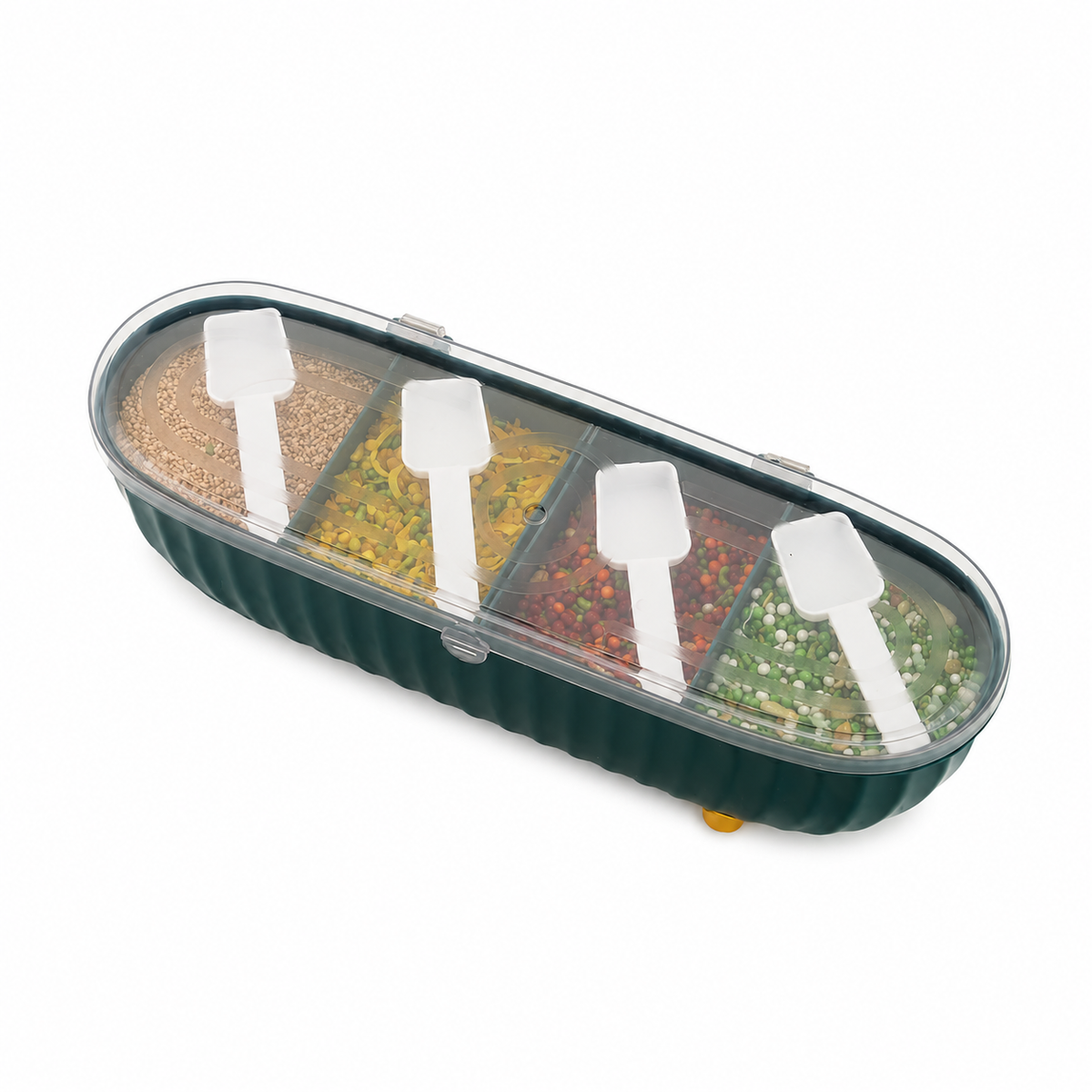 4 Grid Seasoning Storage Box with Spoons