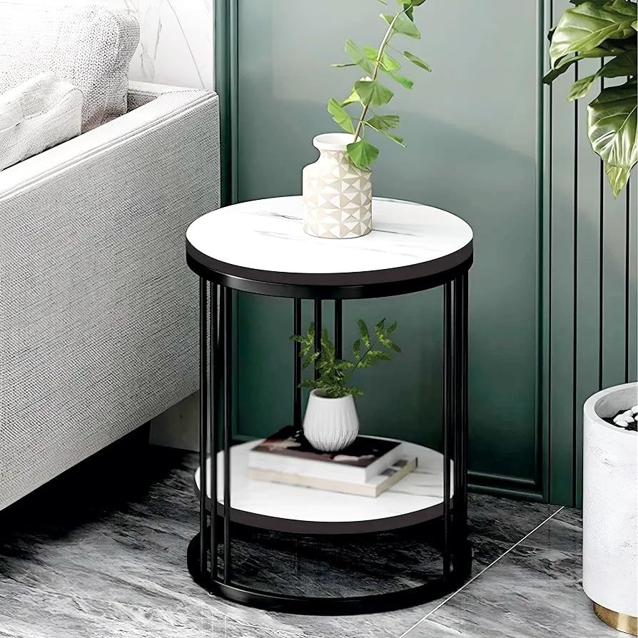 Modern Round 2-Tier Side Table