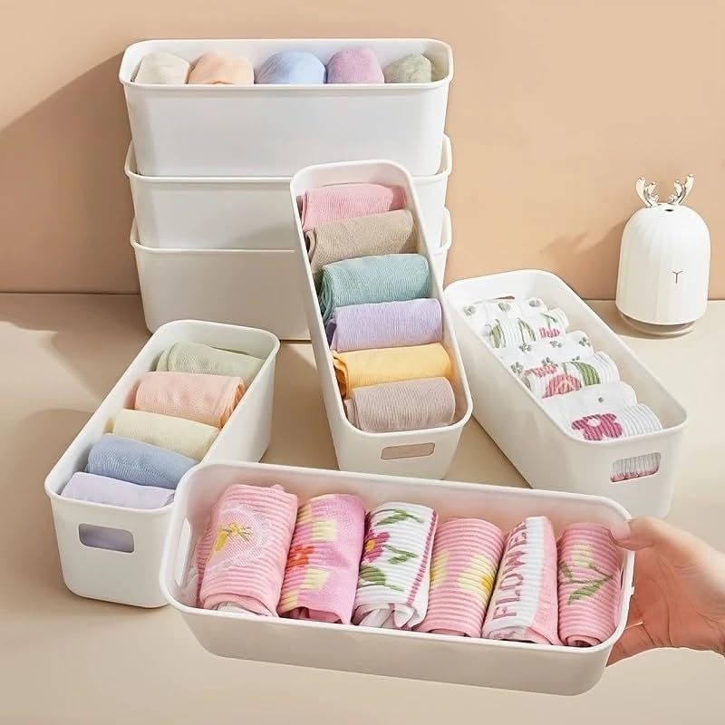 Multipurpose Slim Plastic Drawer Organizer Set of 4