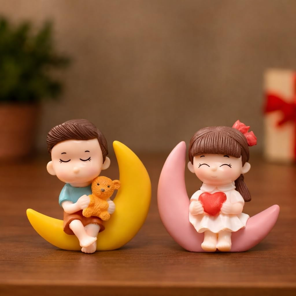 Love Moon Couple Miniature Valentine Figurine