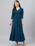 Women Fit and Flare Dark Blue Dress (Size M)