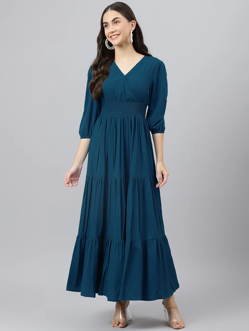 Women Fit and Flare Dark Blue Dress (Size M)