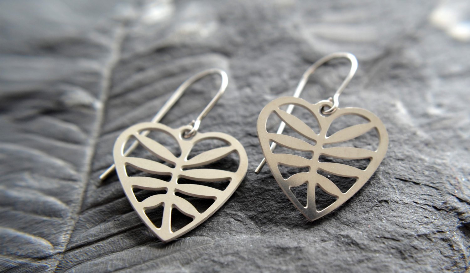 Leafy Heart Earrings | Stainless Steel | Surgical Steel Ear Wires | Hypoallergenic | GioGio Design