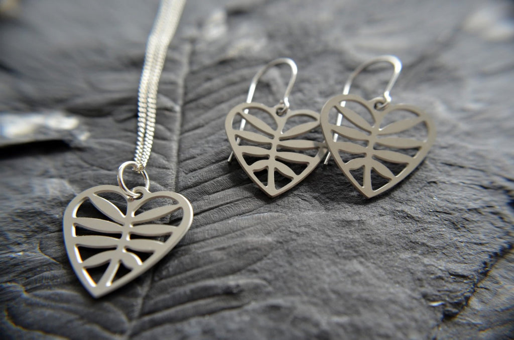 Leafy Heart Earrings | Stainless Steel | Surgical Steel Ear Wires | Hypoallergenic | GioGio Design