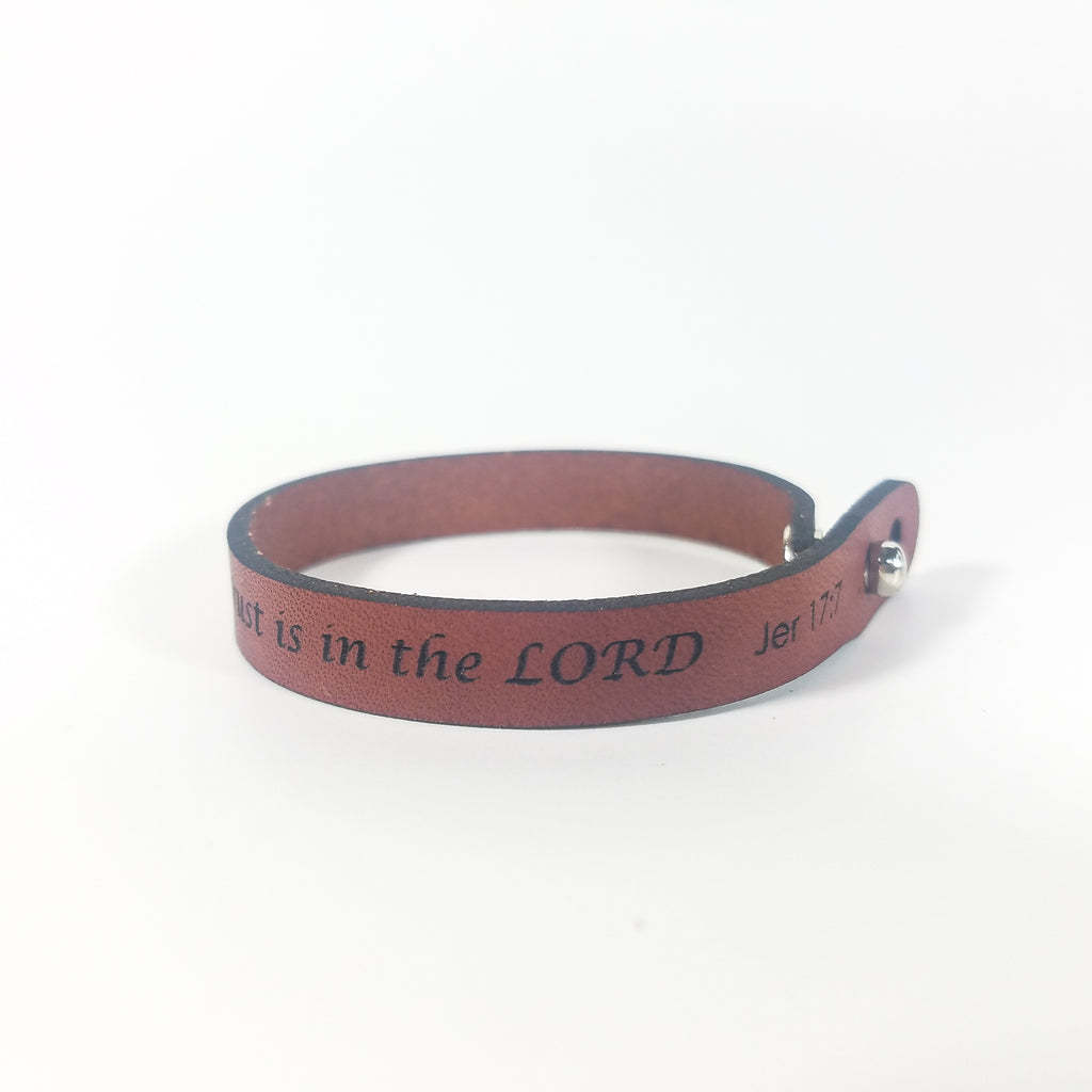 "Blessed Is the One Whose Trust Is in the Lord" | Genuine Leather Bracelet | Laser-Etched Scripture | Jeremiah 17:7 | GioGio Design