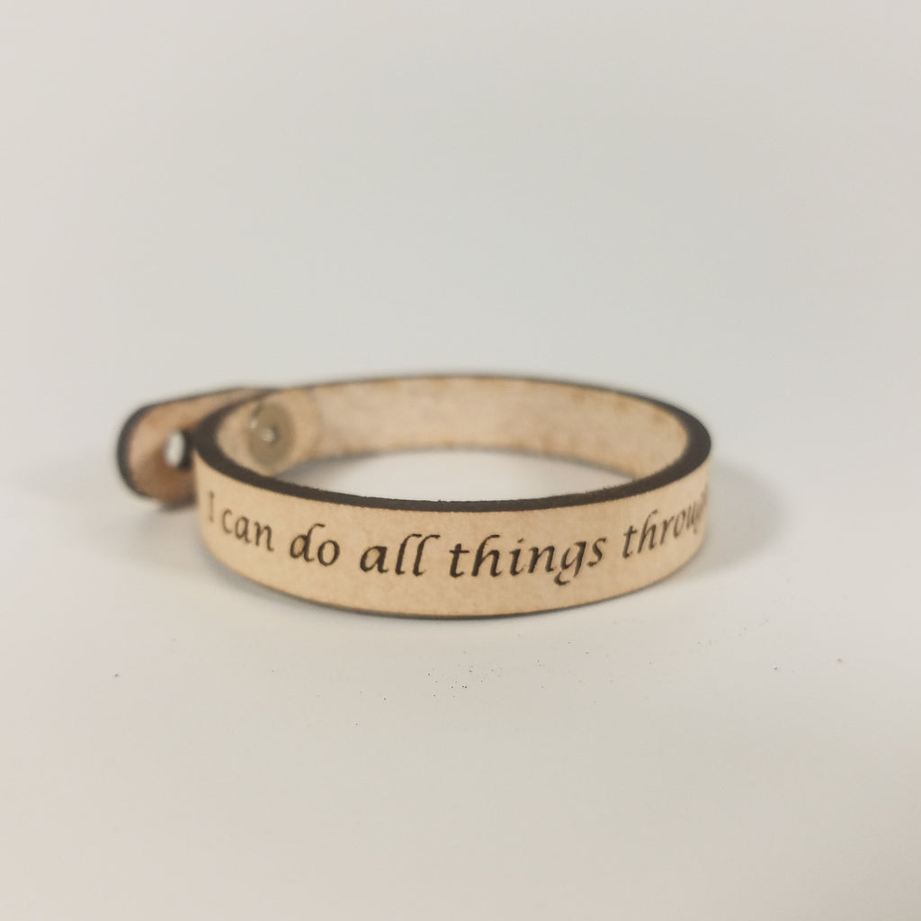 Philippians 4:13 Genuine Leather Spiritual Bracelet | I Can Do All Things