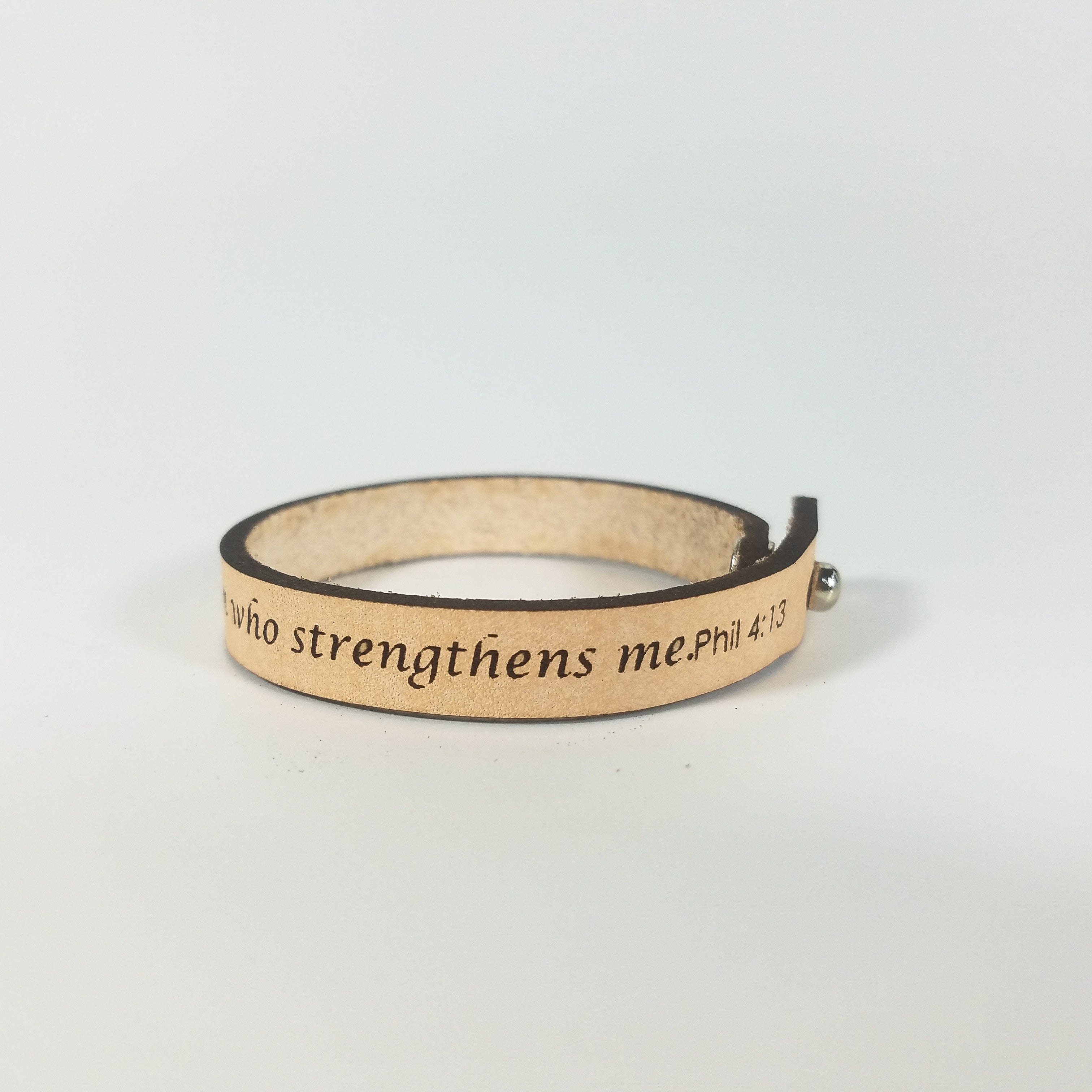 Philippians 4:13 Genuine Leather Spiritual Bracelet | I Can Do All Things