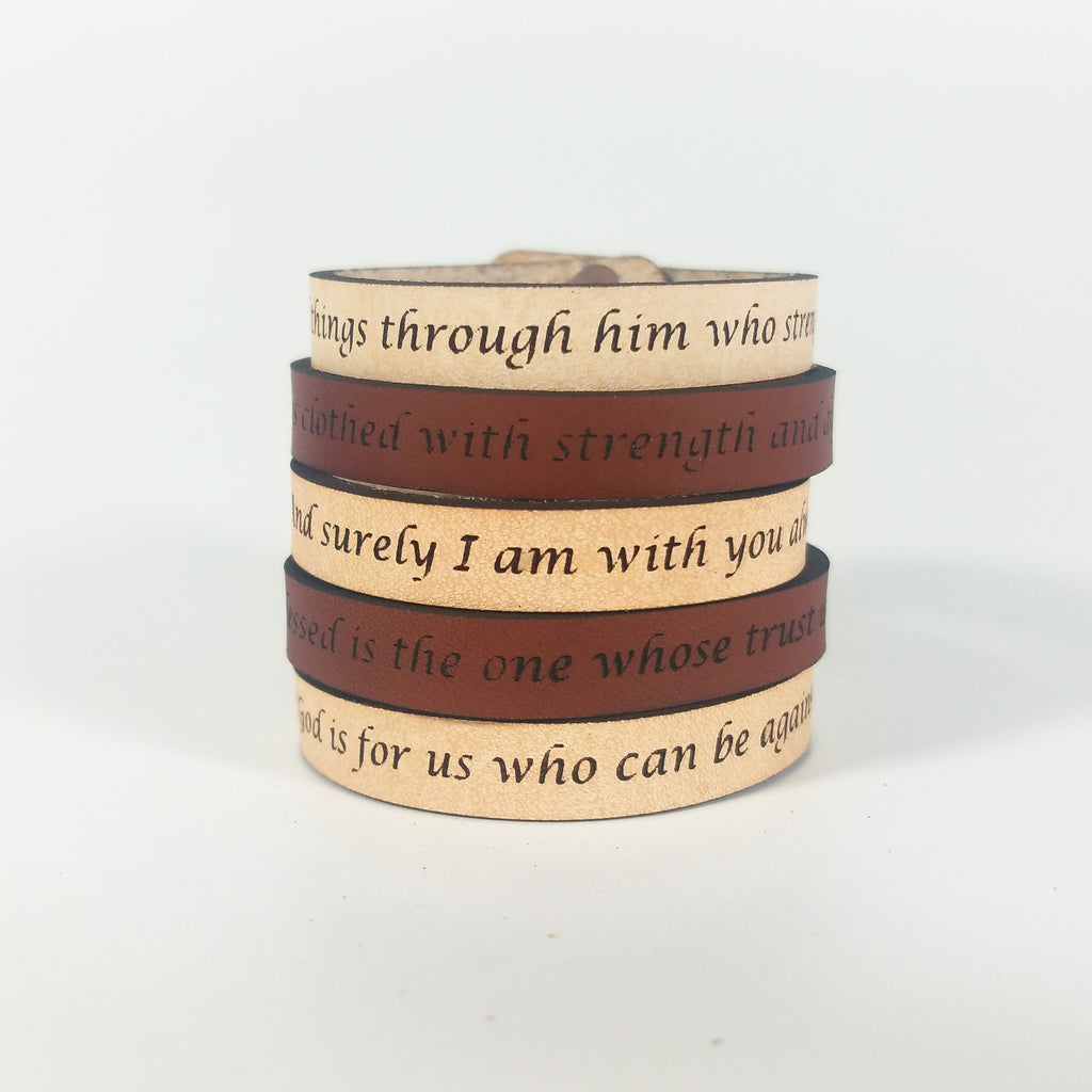 "Blessed Is the One Whose Trust Is in the Lord" | Genuine Leather Bracelet | Laser-Etched Scripture | Jeremiah 17:7 | GioGio Design