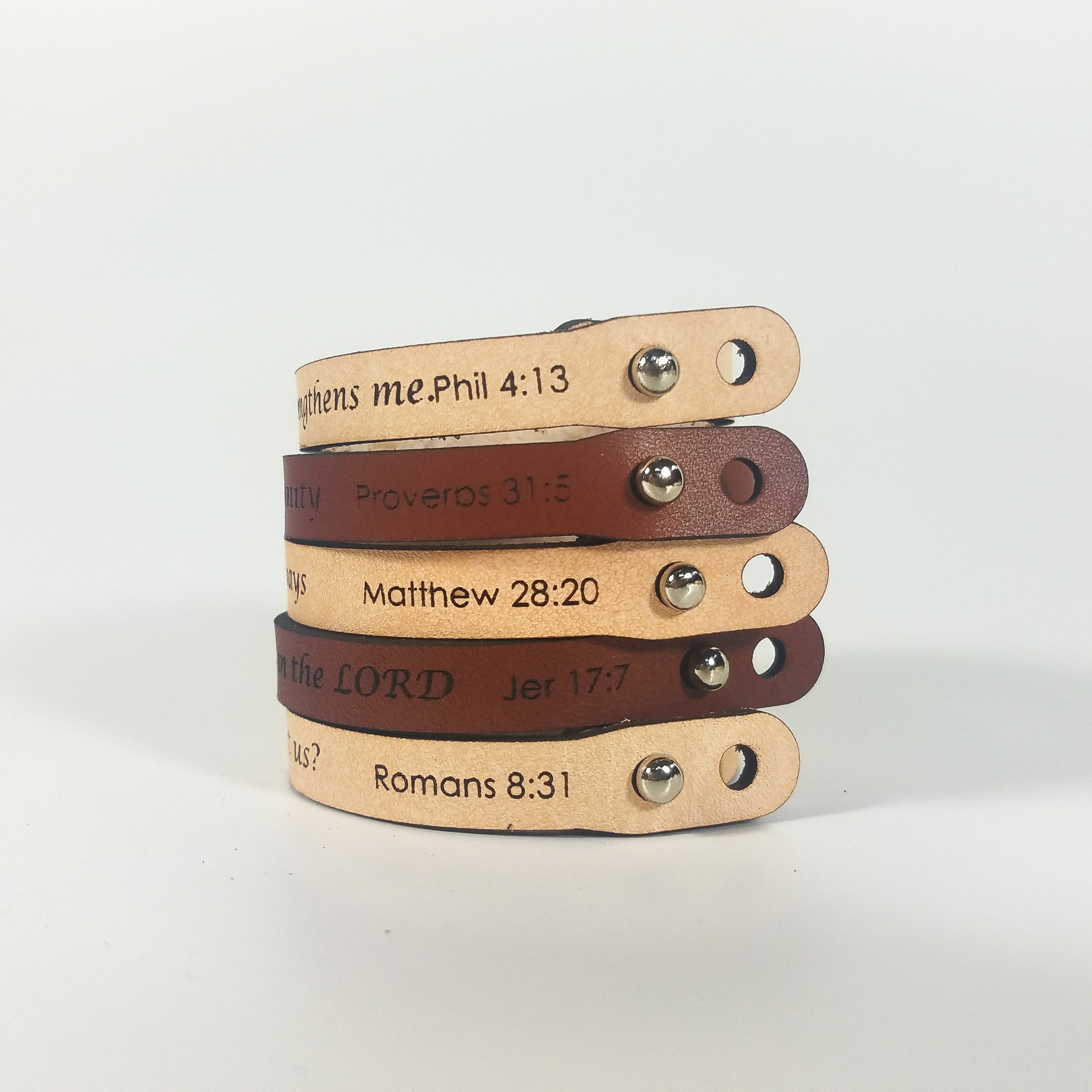 "Blessed Is the One Whose Trust Is in the Lord" | Genuine Leather Bracelet | Laser-Etched Scripture | Jeremiah 17:7 | GioGio Design