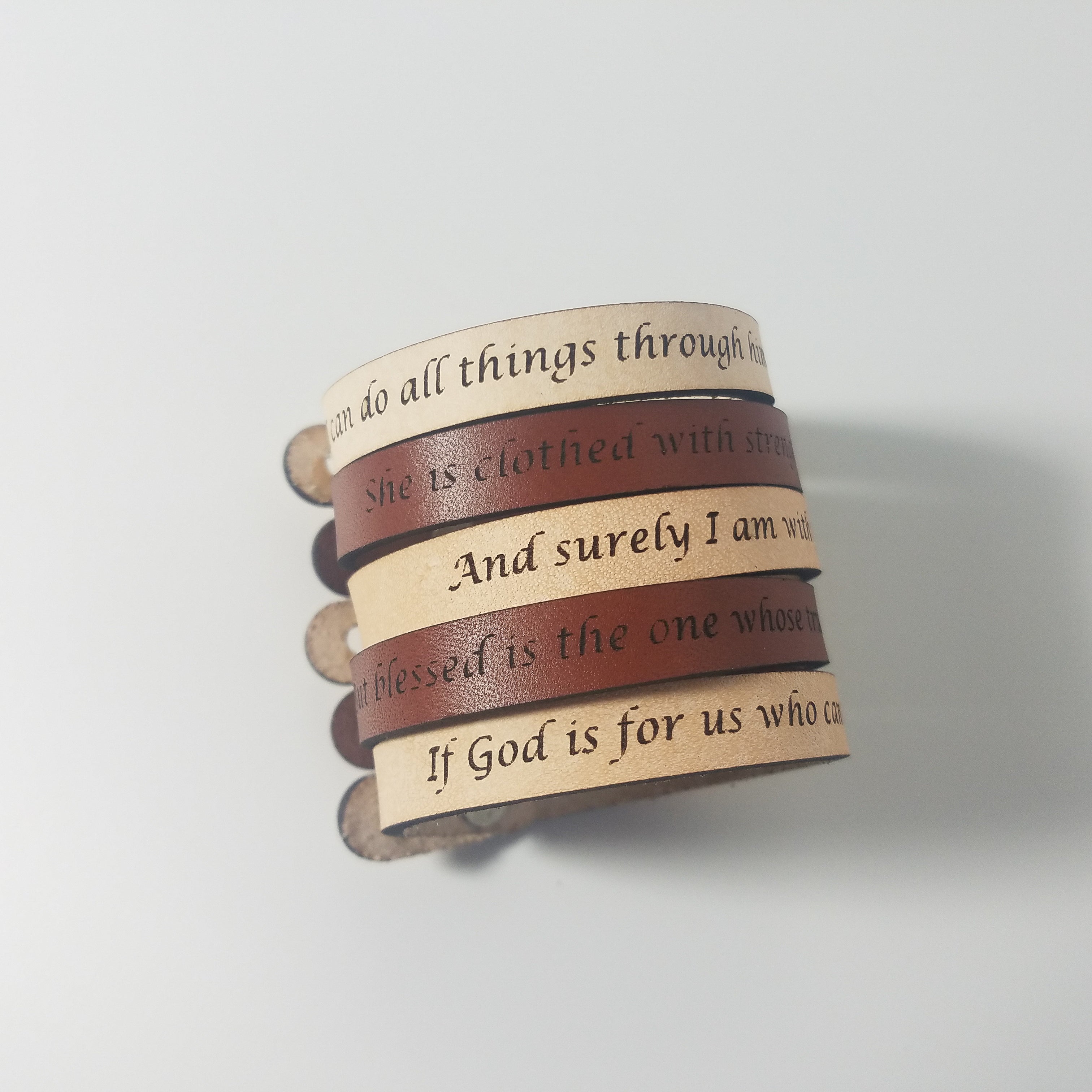 "Blessed Is the One Whose Trust Is in the Lord" | Genuine Leather Bracelet | Laser-Etched Scripture | Jeremiah 17:7 | GioGio Design