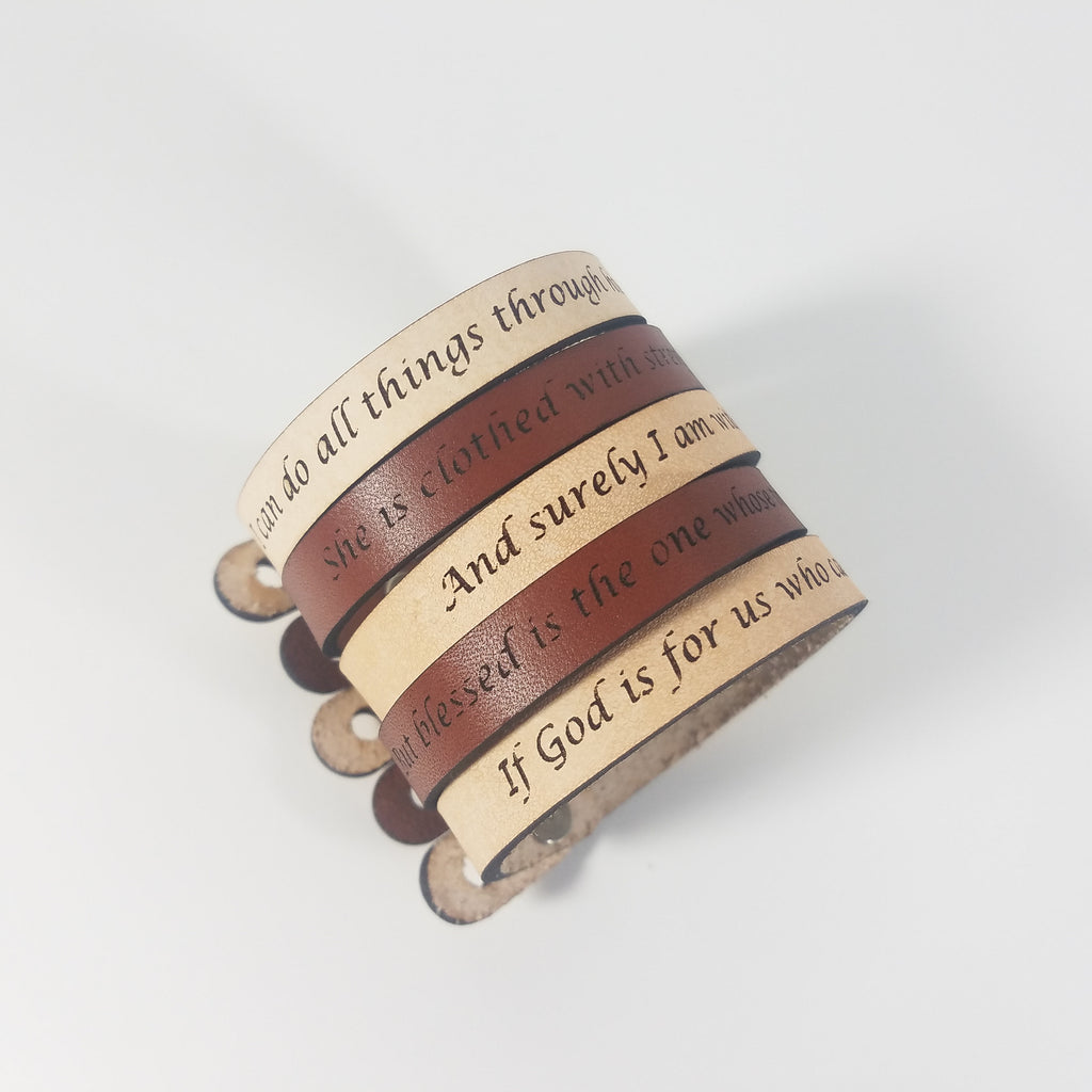 "Blessed Is the One Whose Trust Is in the Lord" | Genuine Leather Bracelet | Laser-Etched Scripture | Jeremiah 17:7 | GioGio Design