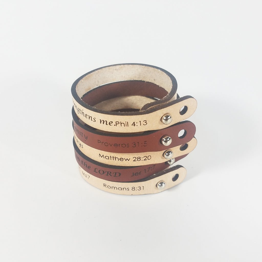 "Blessed Is the One Whose Trust Is in the Lord" | Genuine Leather Bracelet | Laser-Etched Scripture | Jeremiah 17:7 | GioGio Design