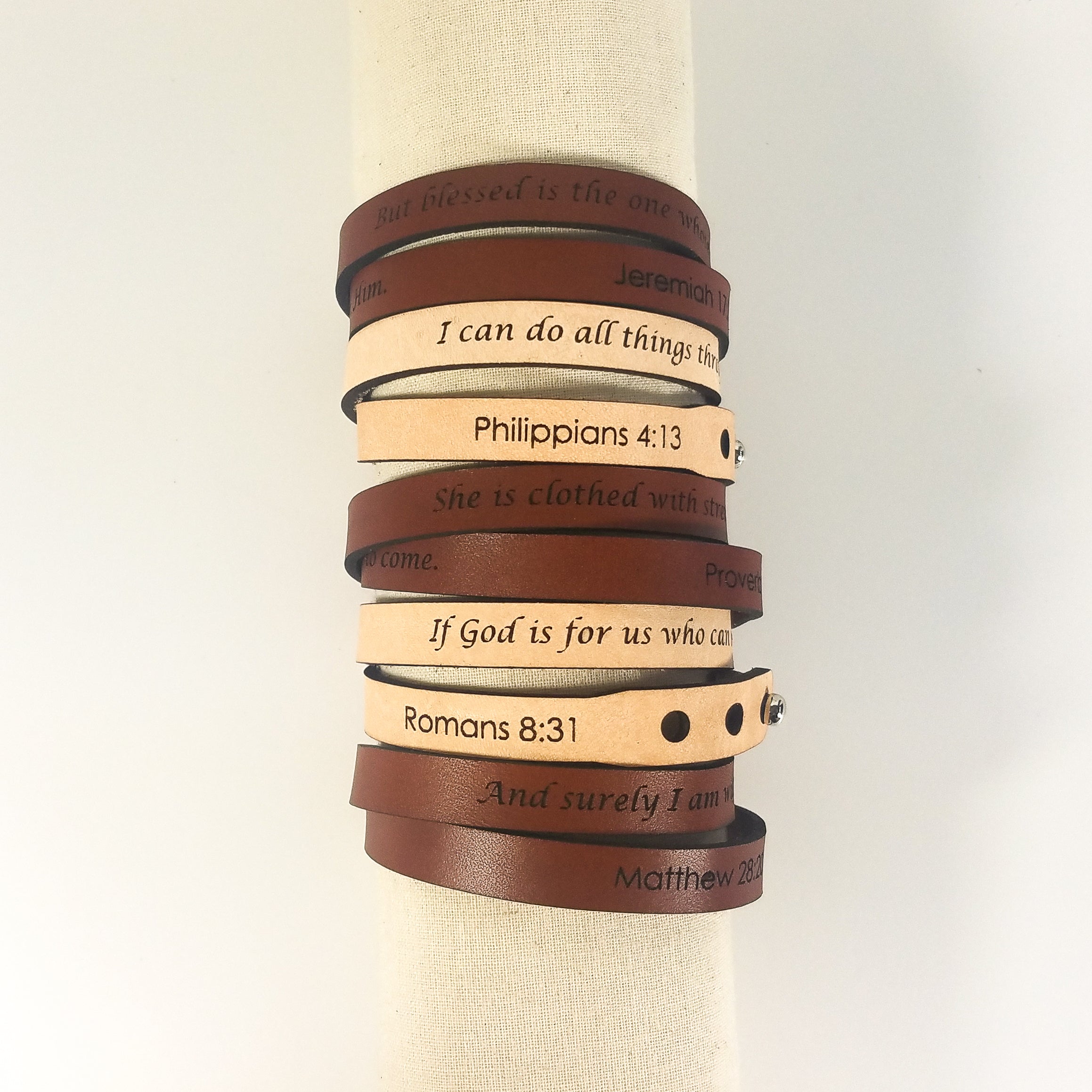 "And Surely I Am With You Always" | Genuine Leather Wrap Bracelet | Laser-Etched Scripture | Matthew 28:20 | GioGio Design