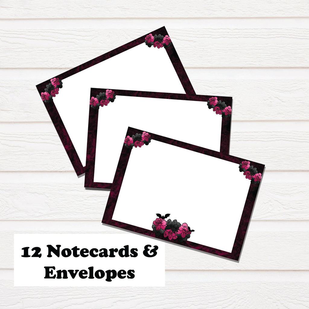Gothic Notecard Stationary Set - 12 Notecards and Envelopes