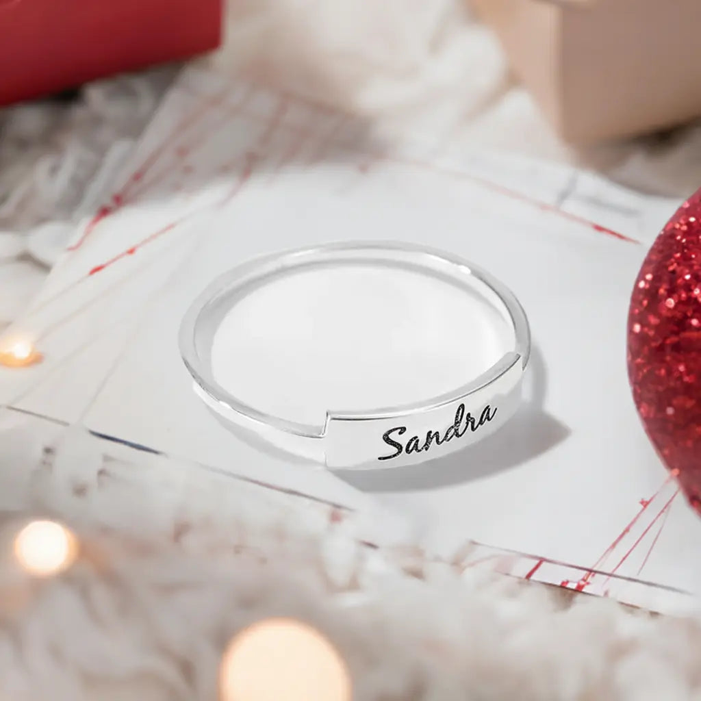 Classic Personalized Name Ring in Silver, Warm Rose Gold or Radiant Gold