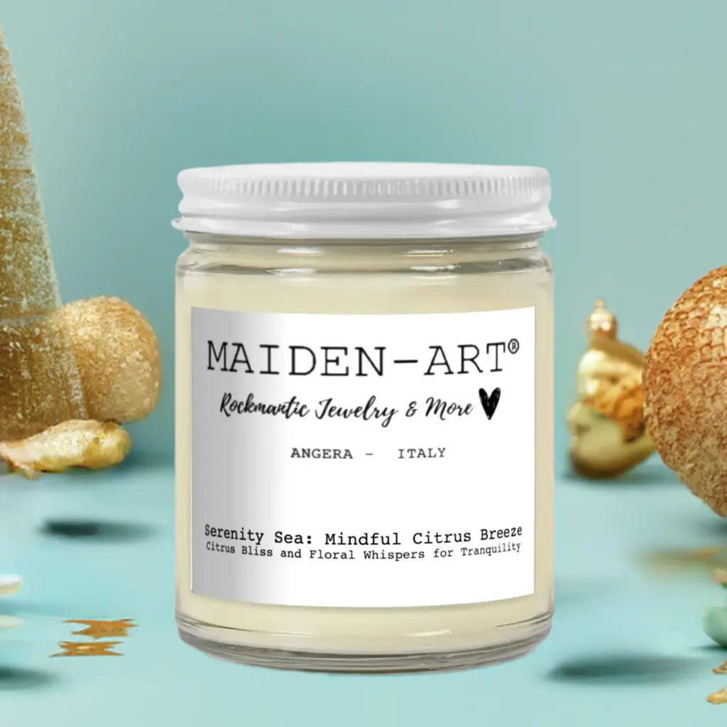 Serenity Sea | Citrus Breeze Aromatherapy Candle | 100% Natural Soy Wax | Sea Breeze Scent | 9 oz | Made in USA | Maiden-Art