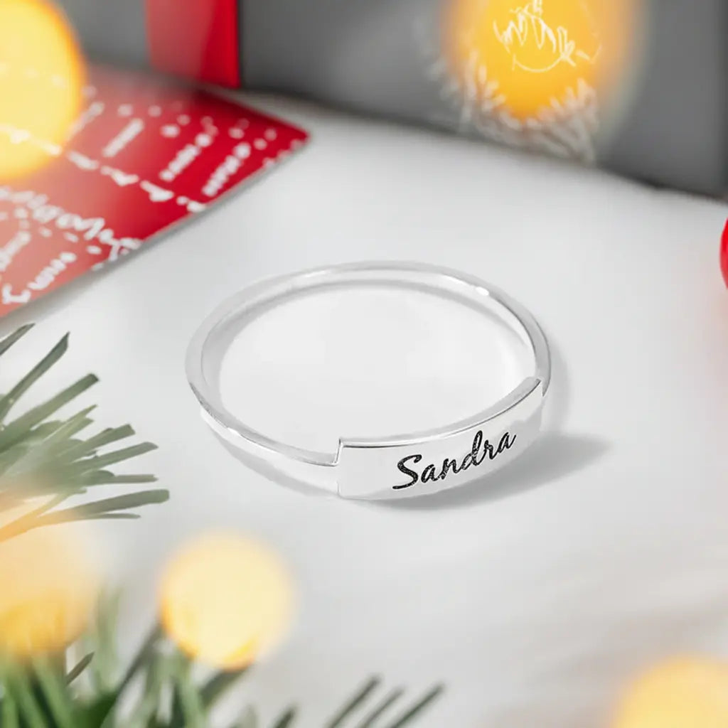 Classic Personalized Name Ring in Silver, Warm Rose Gold or Radiant Gold