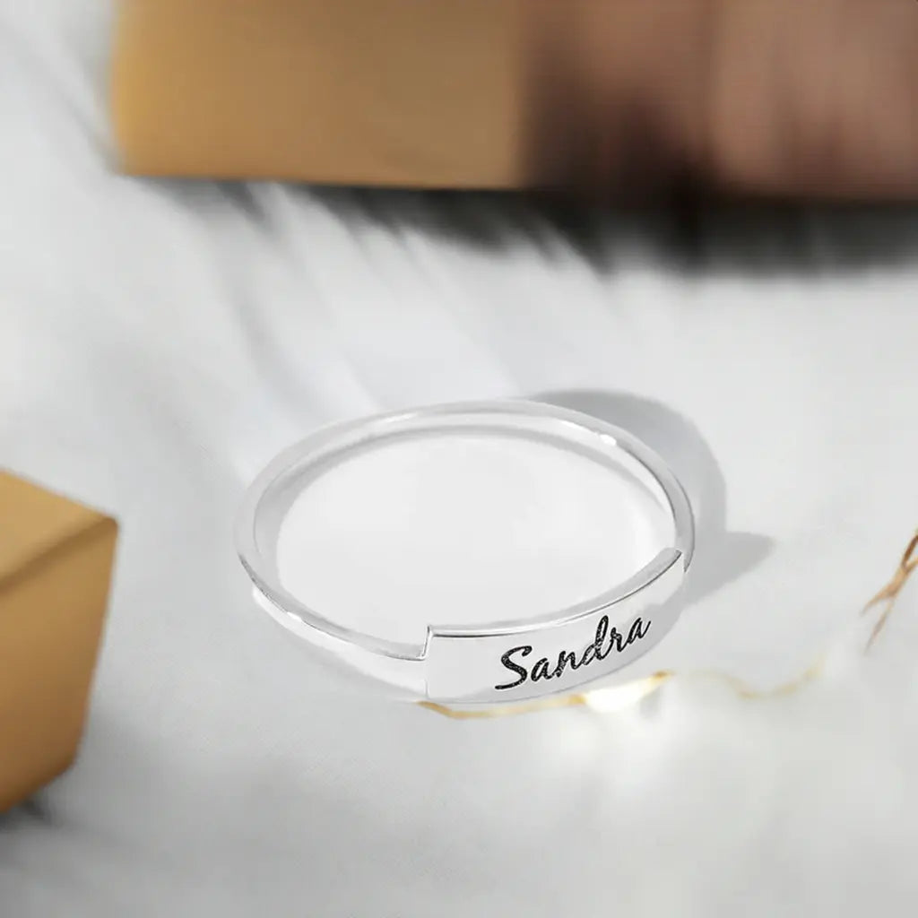 Classic Personalized Name Ring in Silver, Warm Rose Gold or Radiant Gold