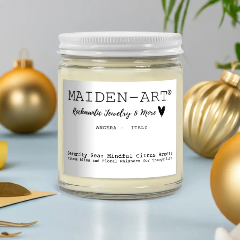 Serenity Sea | Citrus Breeze Aromatherapy Candle | 100% Natural Soy Wax | Sea Breeze Scent | 9 oz | Made in USA | Maiden-Art