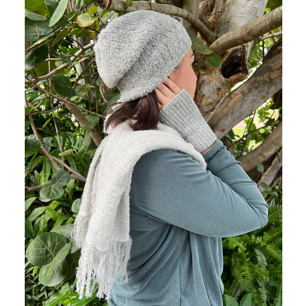 Gray Loop Knit Baby Alpaca Wrap Scarf | 100% Baby Alpaca | Handmade in Peru | One of a Kind