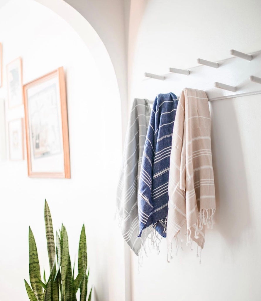 Classic Turkish Hand Towel | Turkey | 100% Turkish Cotton | Hand-Knotted Fringe | 5 Colors | SLATE + SALT