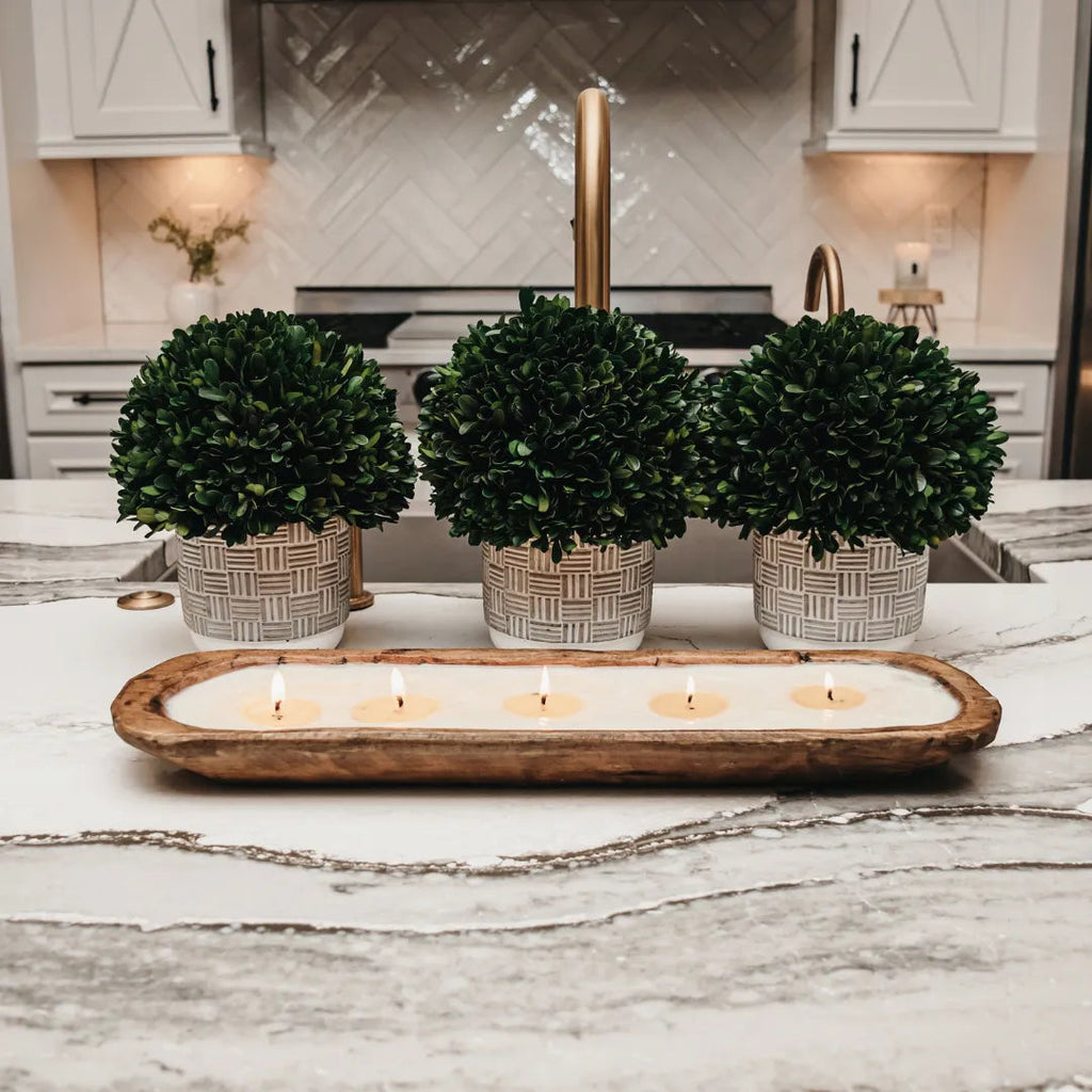 By the Fire | 5-Wick Hand-Carved Dough Bowl Soy Candle | Pine, Fir, Clove, Ginger & Embers | Reusable Bowl | TLC Candle Co.