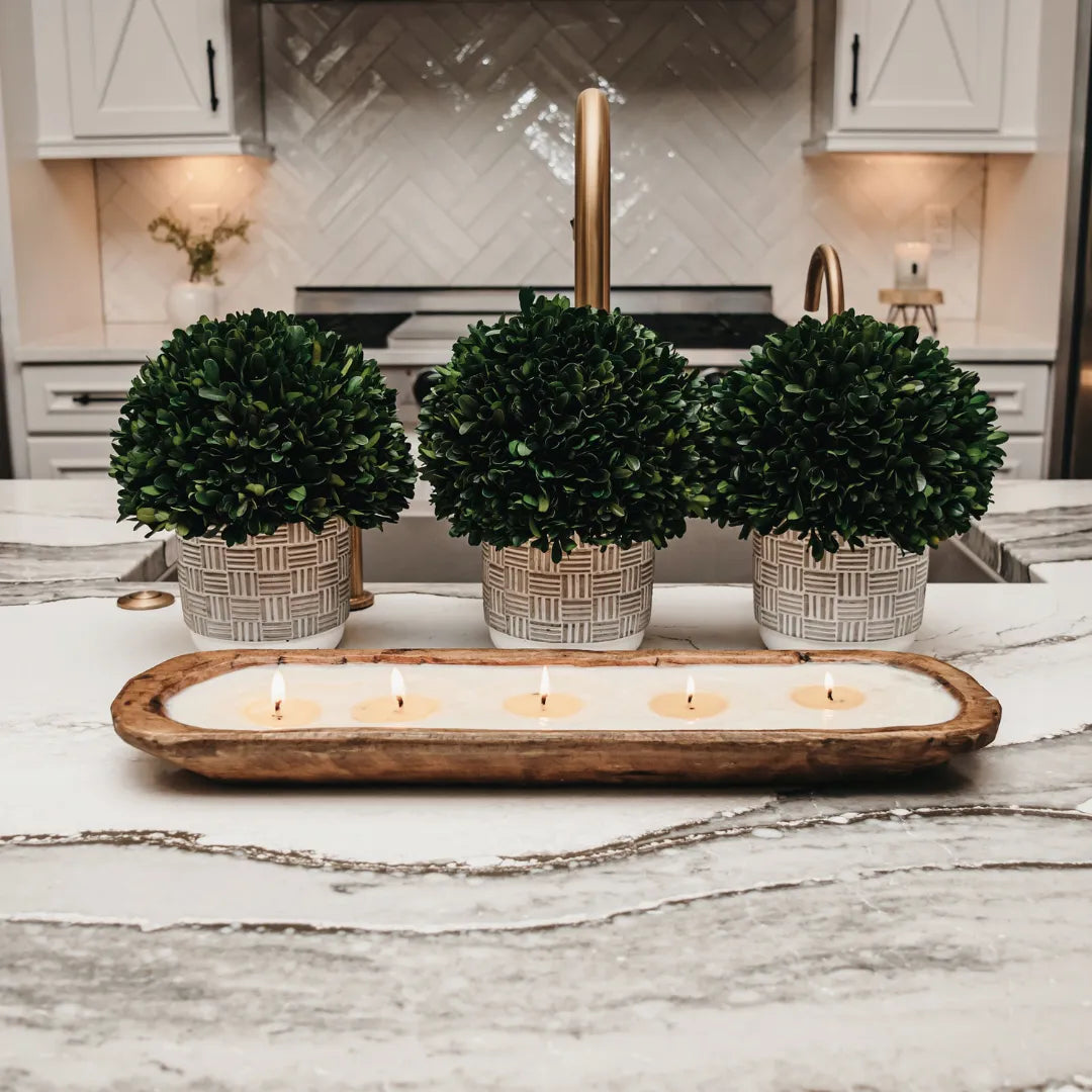 By the Fire | 5-Wick Hand-Carved Dough Bowl Soy Candle | Pine, Fir, Clove, Ginger & Embers | Reusable Bowl | TLC Candle Co.